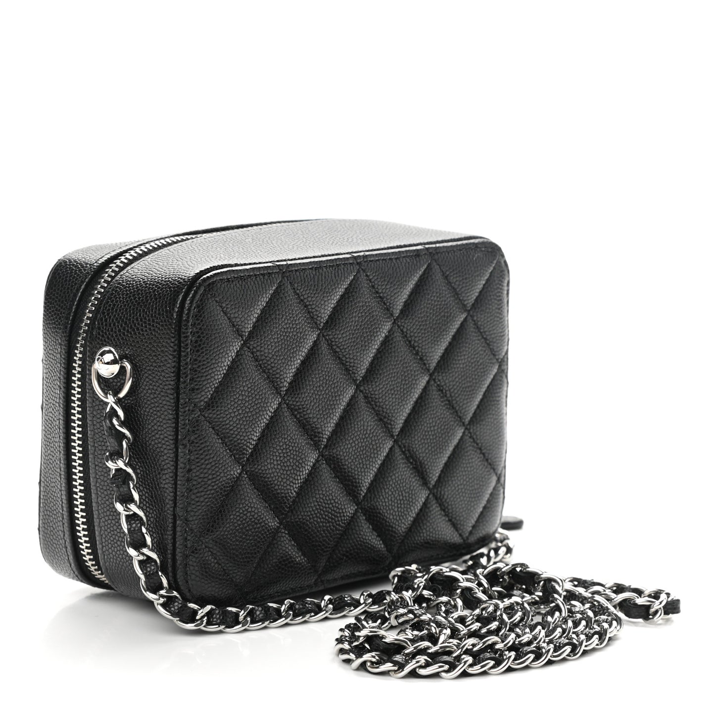 Caviar Quilted CC Vanity Case With Chain Black