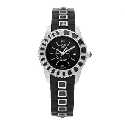 Christian Dior Stainless Steel Rubber Diamond Sapphire 29mm Christal Quartz Watch Black 1 of 4