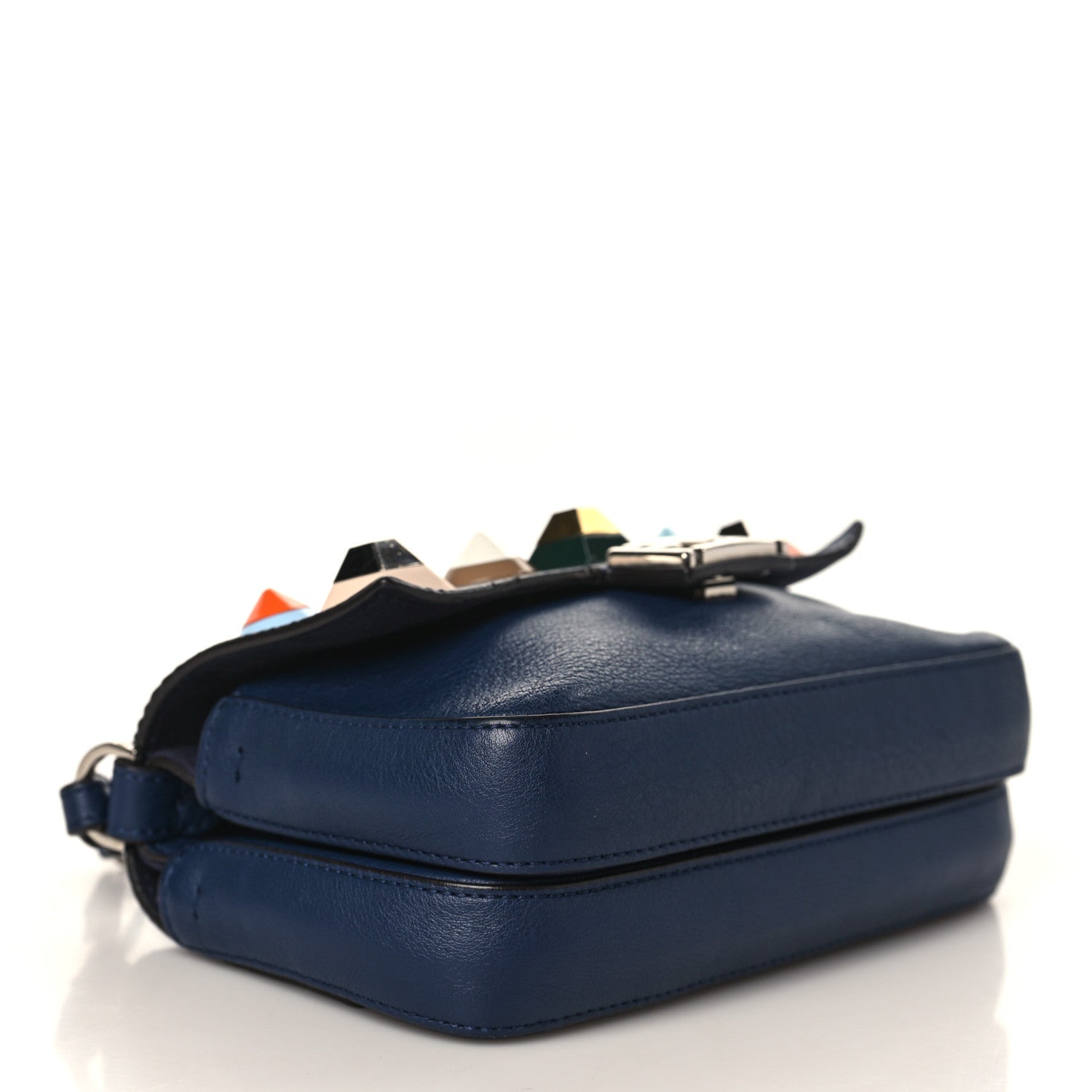Fendi Vitello Dolce Studded Micro Double Baguette Blueberry Multicolor 4 of 8