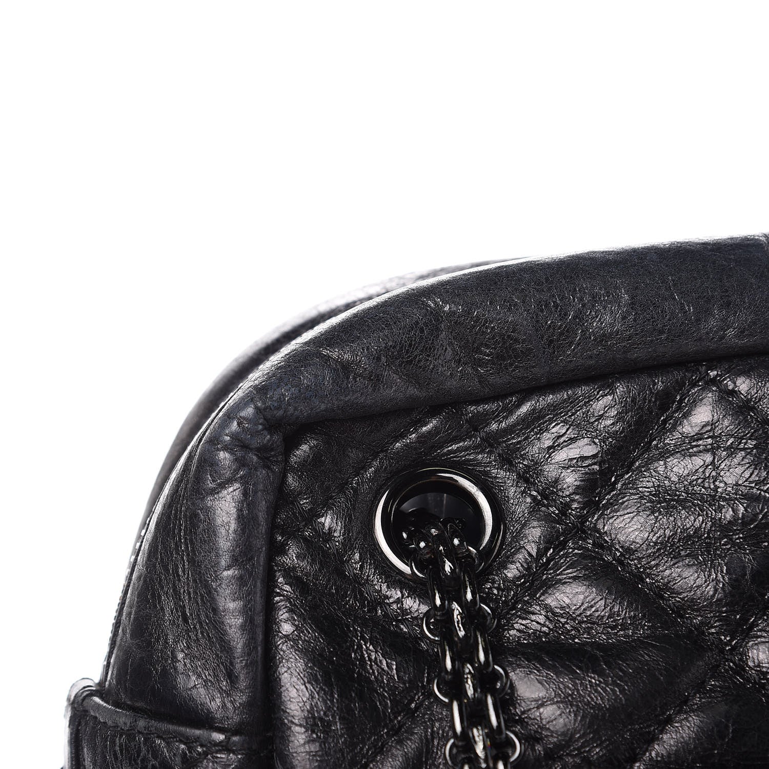 Chanel Metallic Aged Calfskin Quilted Large Reissue Camera Case Black 8 of 14