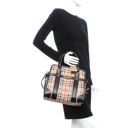 Burberry Haymarket Check Medium Minford Portrait Tote Chocolate 3 of 10