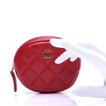 Chanel Caviar Quilted Zip Around Classic Coin Purse Dark Pink 2 of 9