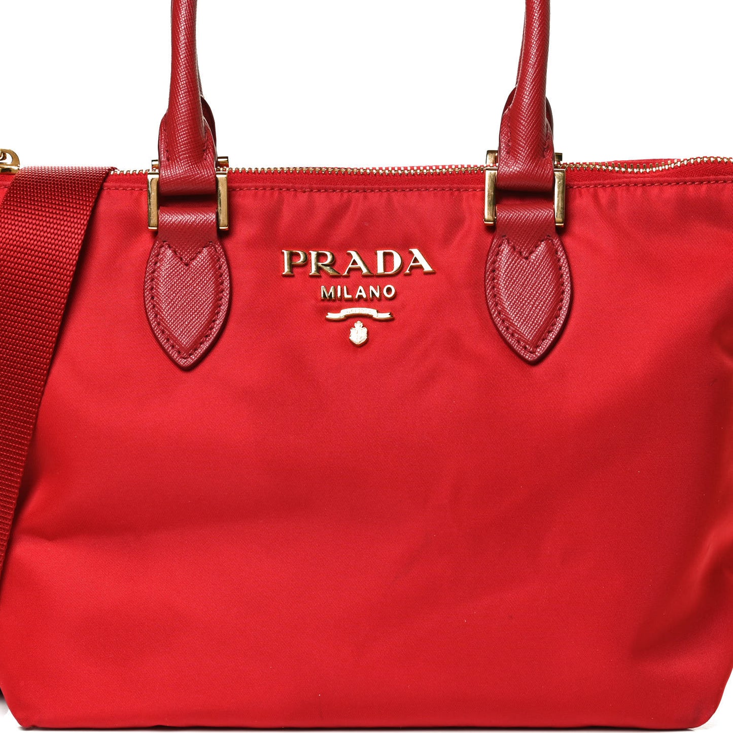 Tessuto Nylon Saffiano Tote Red