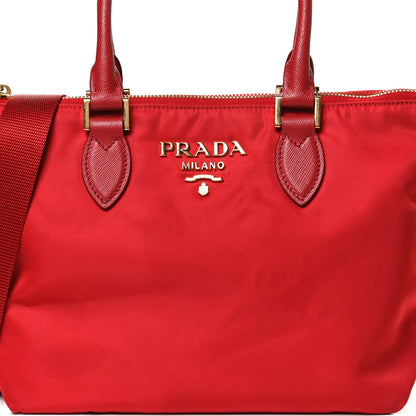 Prada Tessuto Nylon Saffiano Tote Red 7 of 13