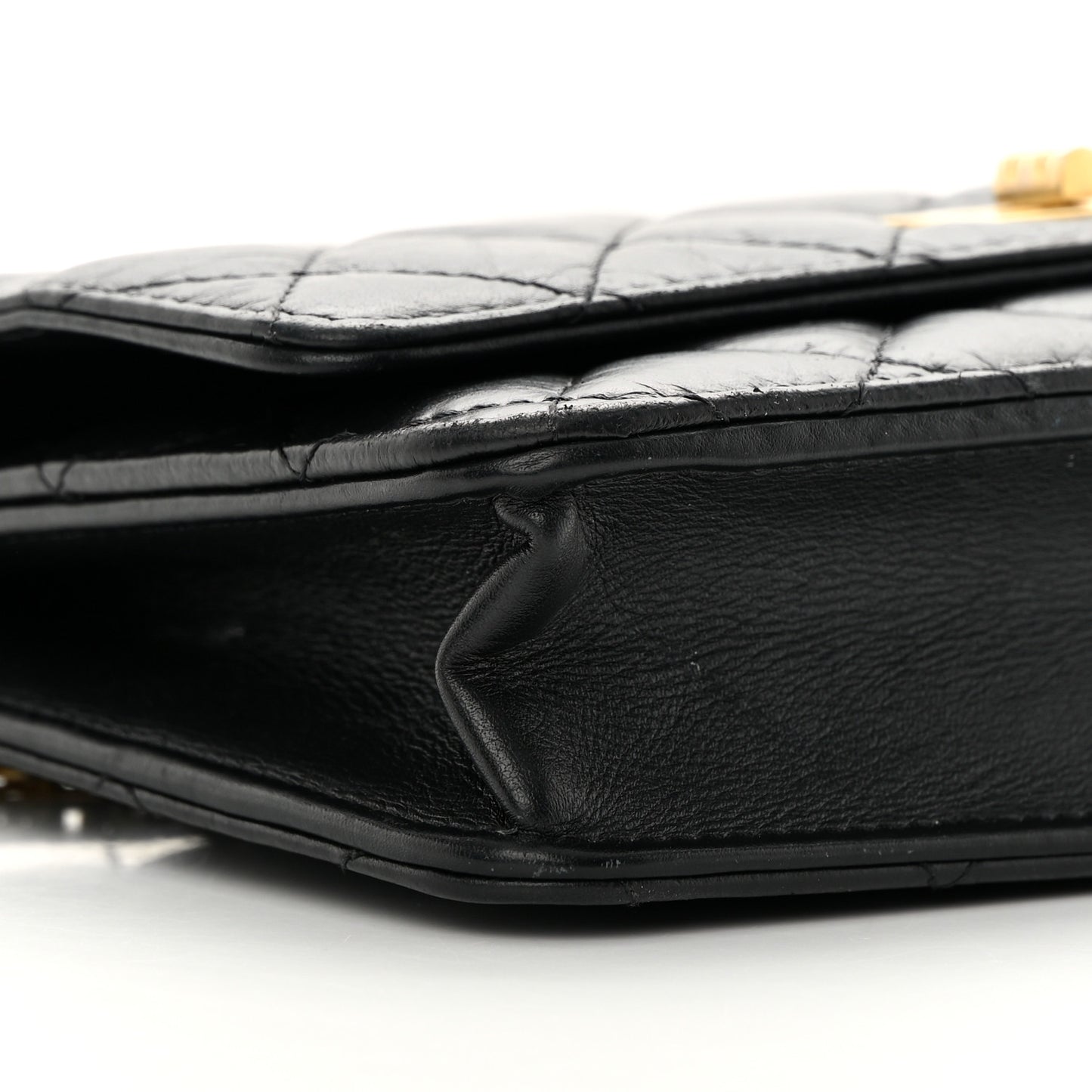 Aged Calfskin Quilted Reissue Wallet On Chain WOC Black