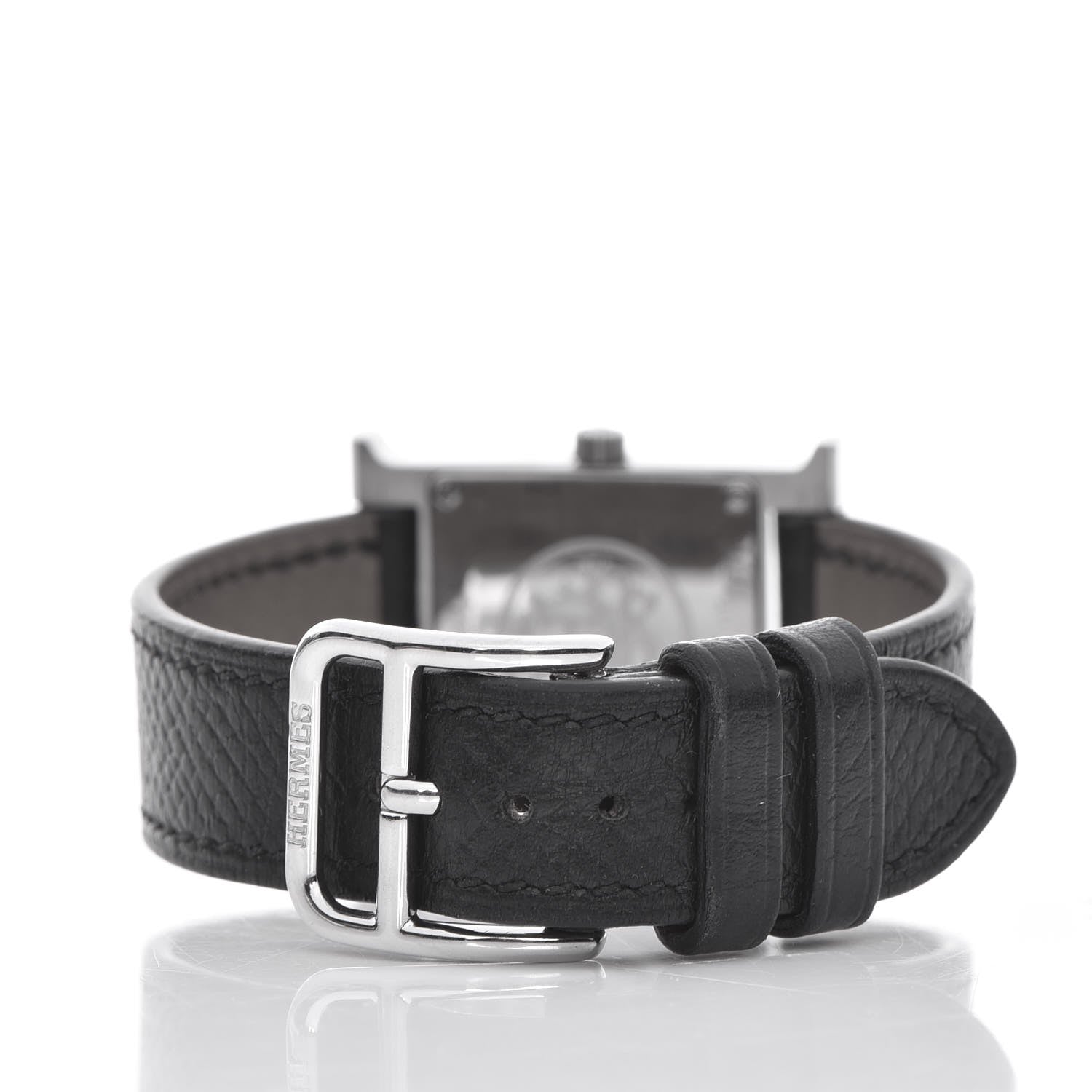 Hermes Stainless Steel Epsom 21mm Heure H Hour Quartz Watch Noir 4 of 9