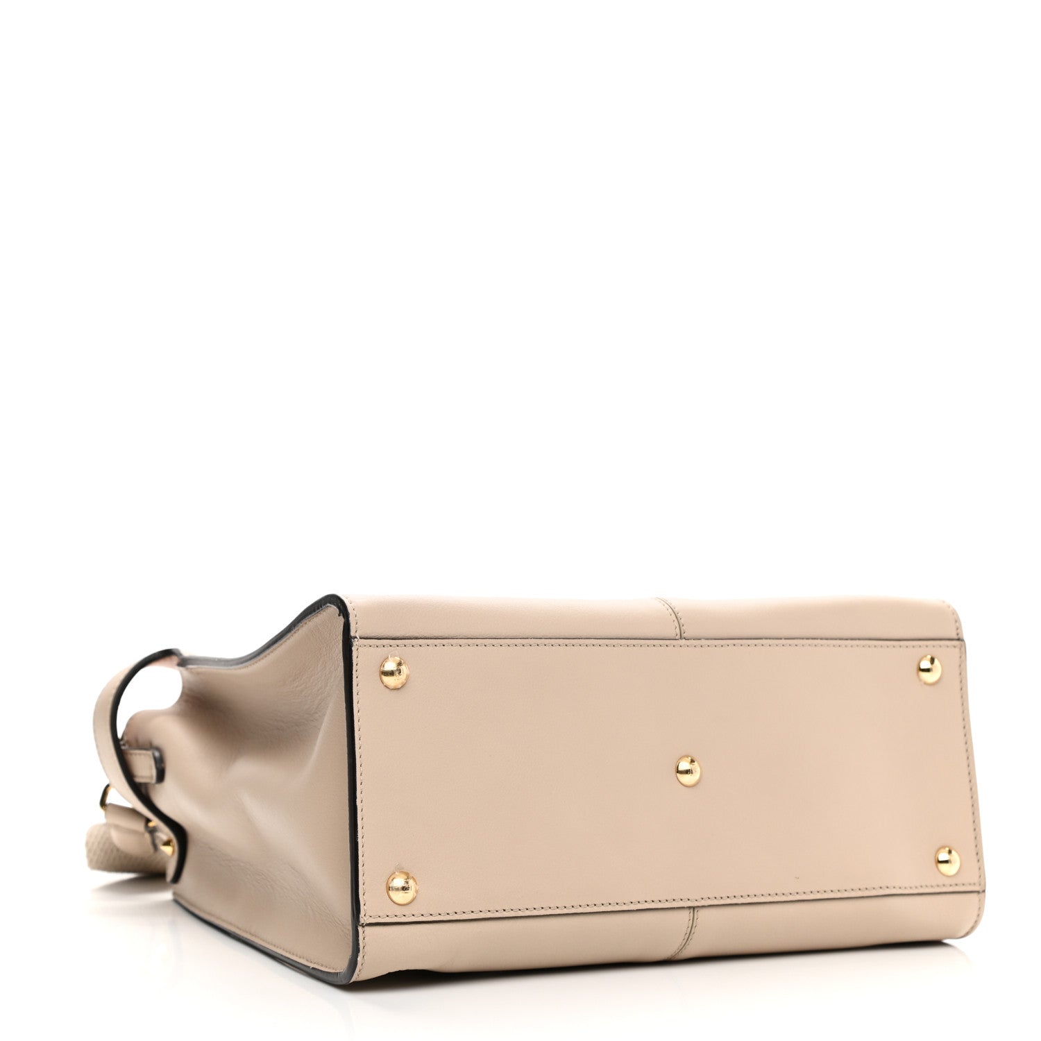 Fendi Vitello Seta Glazed Fabric FF 1974 Medium Peekaboo X-Lite Nuvola Mogano Panna 3 of 13