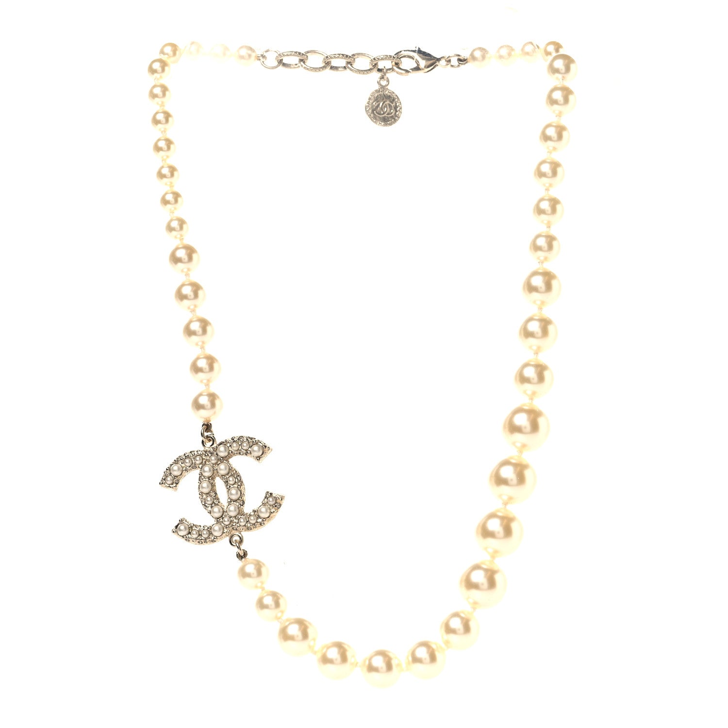 Chanel Pearl CC 100th Anniversary Necklace Light Gold 3 of 5