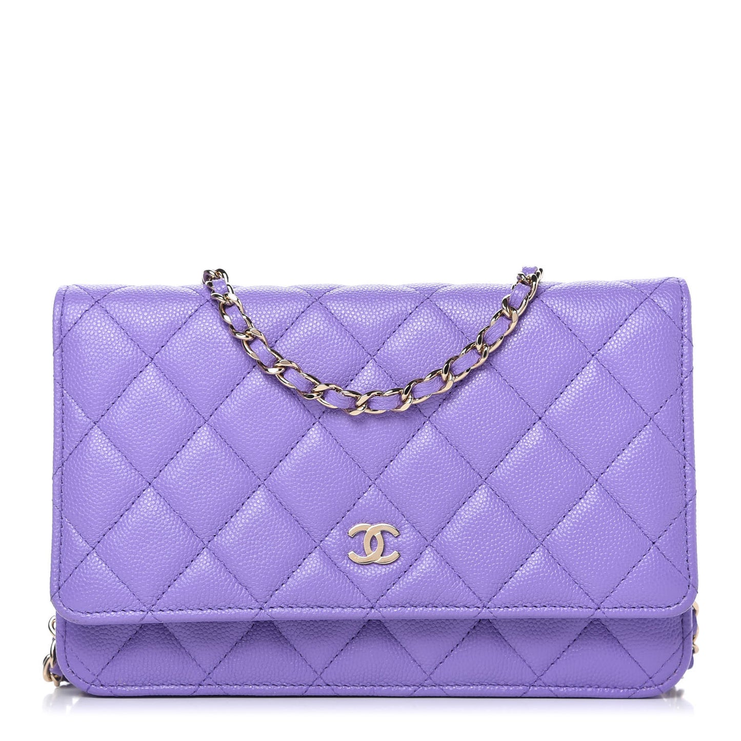 Caviar Quilted Wallet On Chain WOC Purple