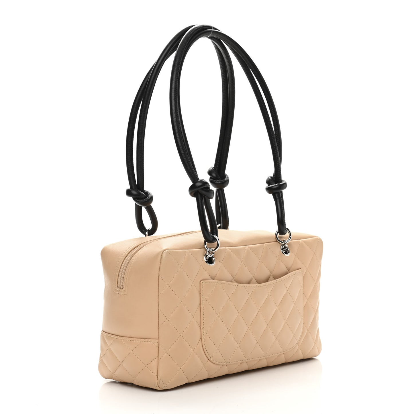 Calfskin Quilted Large Cambon Bowler Beige Black