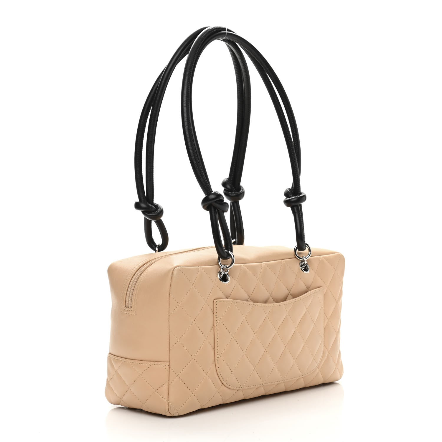 Chanel Calfskin Quilted Large Cambon Bowler Beige Black 3 of 11