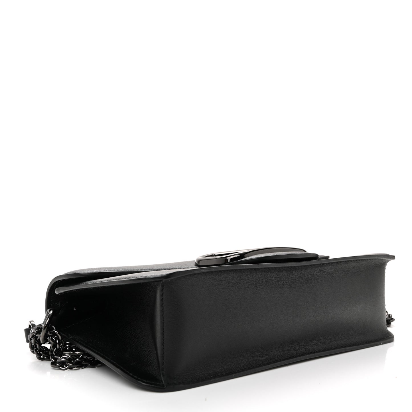 Calfskin Monochrome Vlogo Loco Shoulder Bag Black