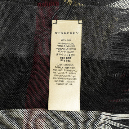 Burberry Wool Cashmere Check Lightweight Scarf Charcoal 4 of 4