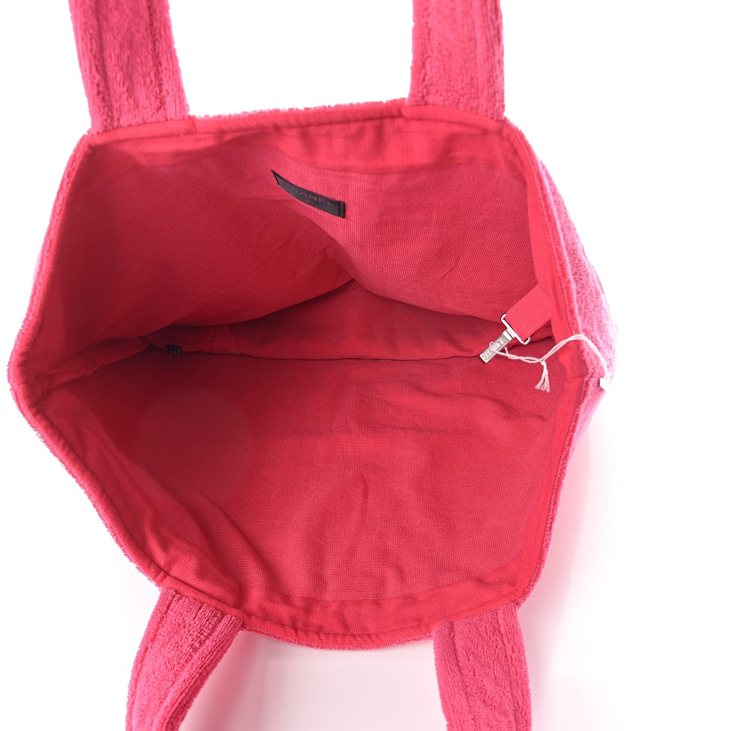 Chanel Terry Cotton CC Beach Tote Towel Pink Red 5 of 10