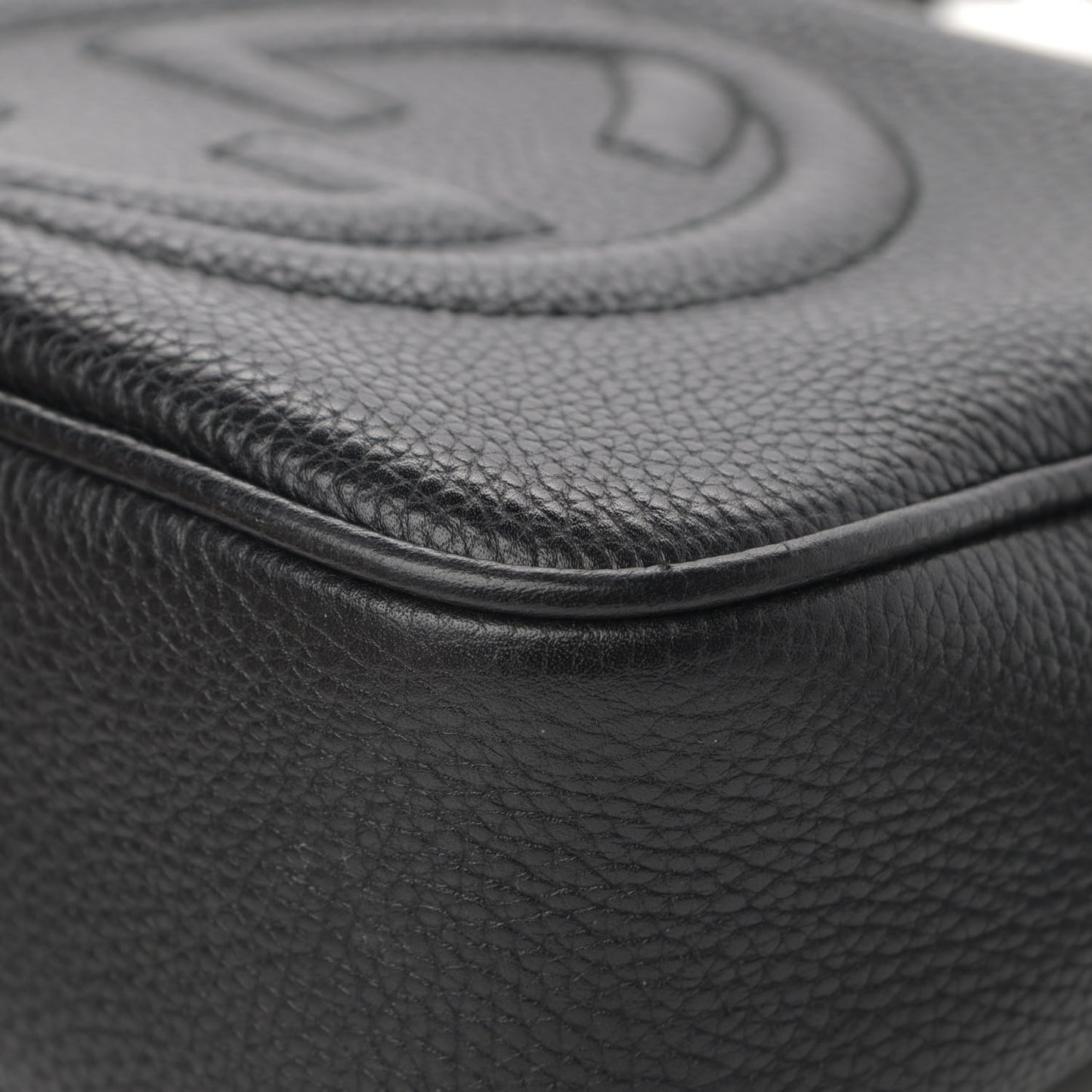 Pebbled Calfskin Small Soho Disco Bag Black
