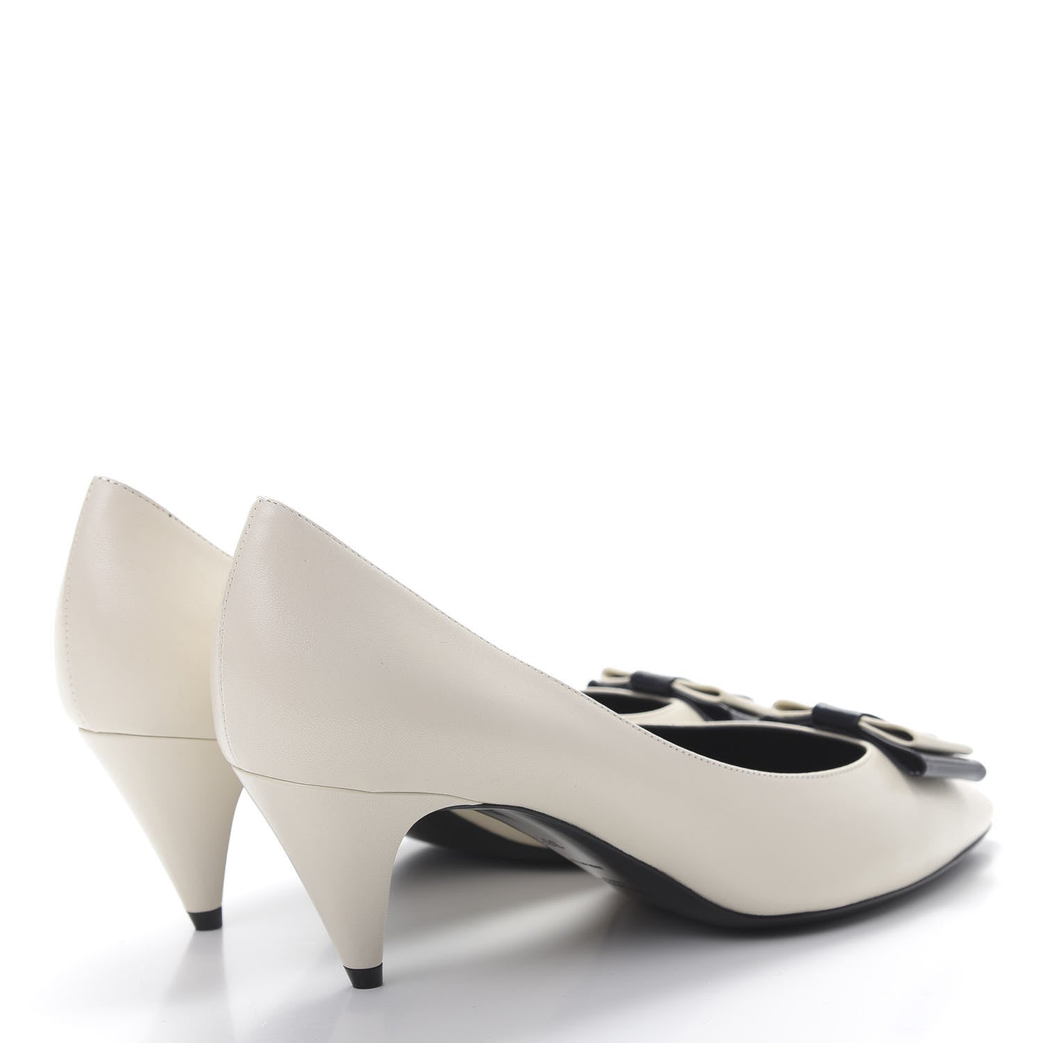 Saint Laurent Calfskin Bow Anais Pumps 38.5 White 4 of 9