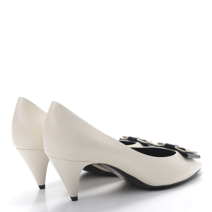 Saint Laurent Calfskin Bow Anais Pumps 38.5 White 4 of 9
