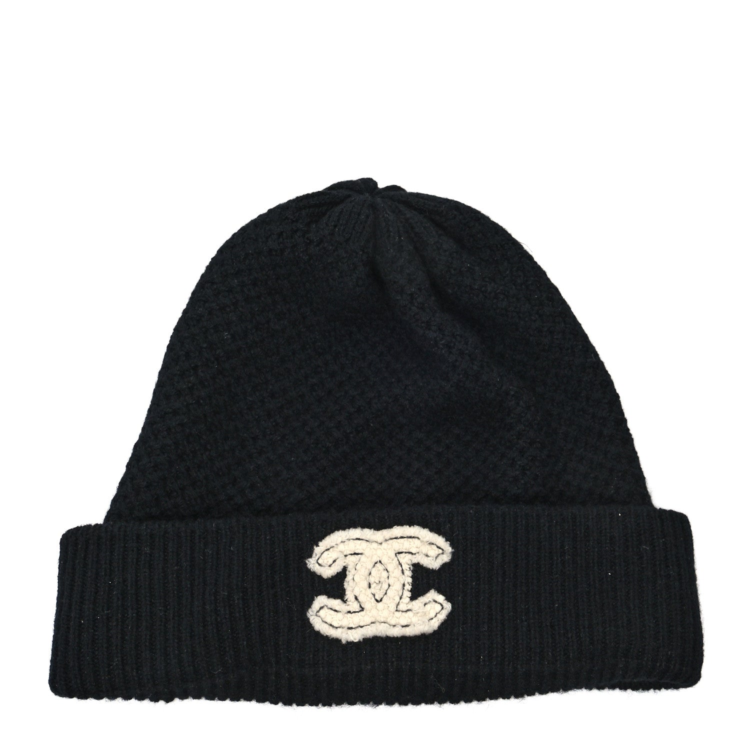 Chanel Cashmere CC Logo Beanie Hat Black 1 of 5