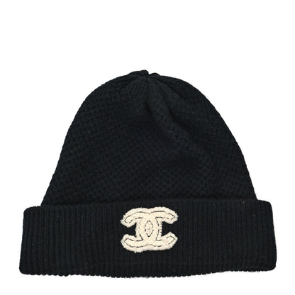 Chanel Cashmere CC Logo Beanie Hat Black 1 of 5