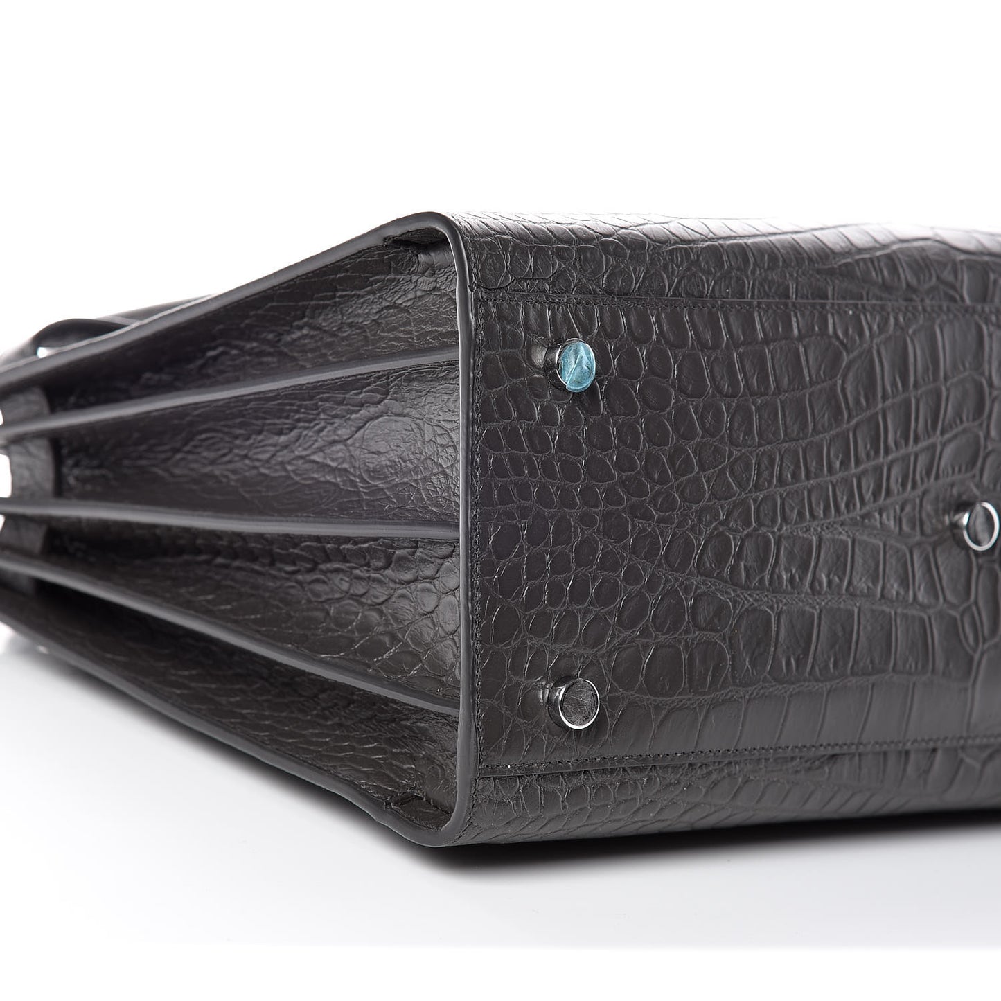 Calfskin Crocodile Embossed Small Sac De Jour Graphite