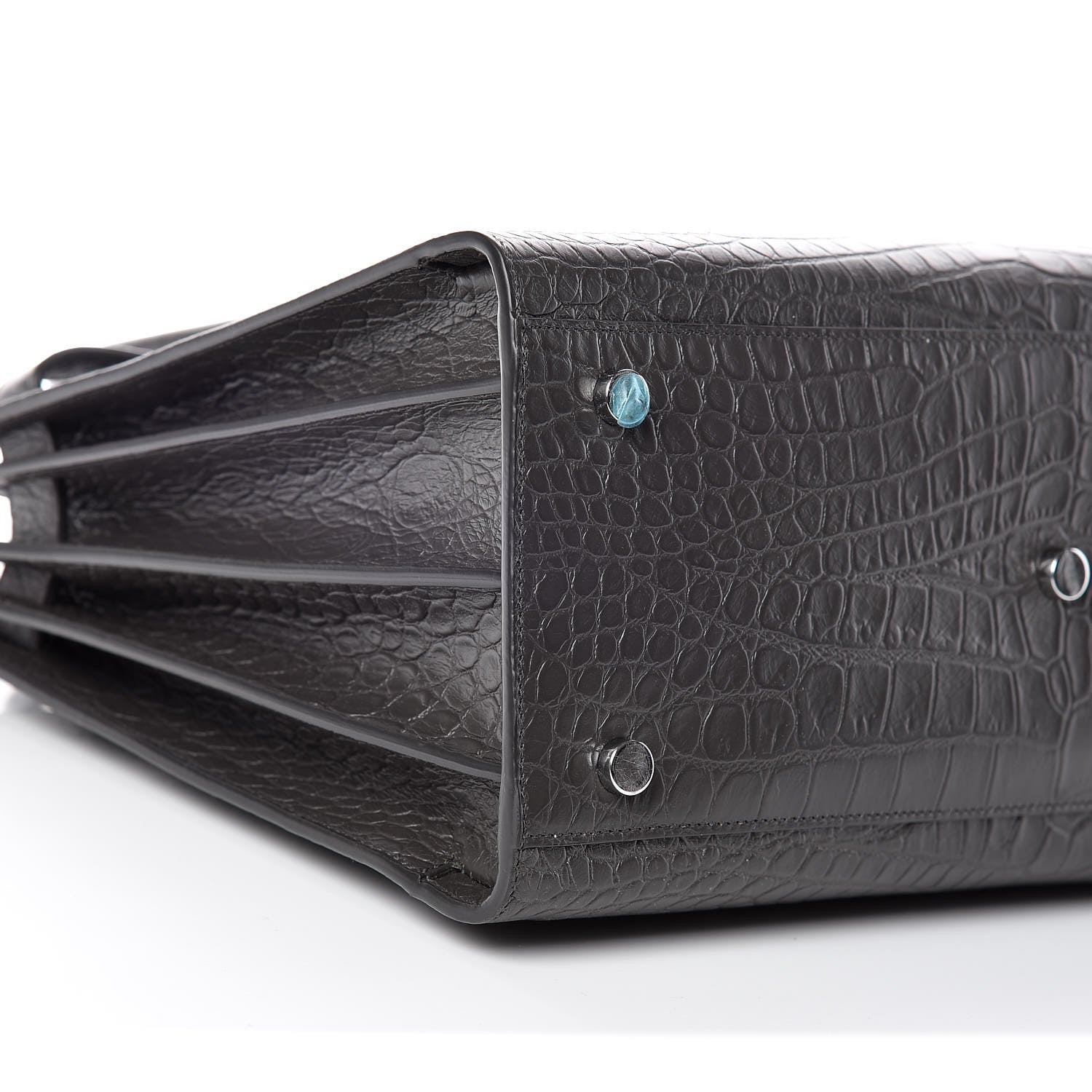 Saint Laurent Calfskin Crocodile Embossed Small Sac De Jour Graphite 5 of 10