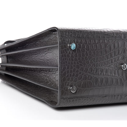 Saint Laurent Calfskin Crocodile Embossed Small Sac De Jour Graphite 5 of 10