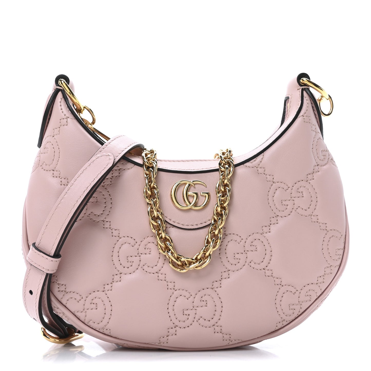 Calfskin GG Matelasse Mini Hobo Shoulder Bag Perfect Pink Natural