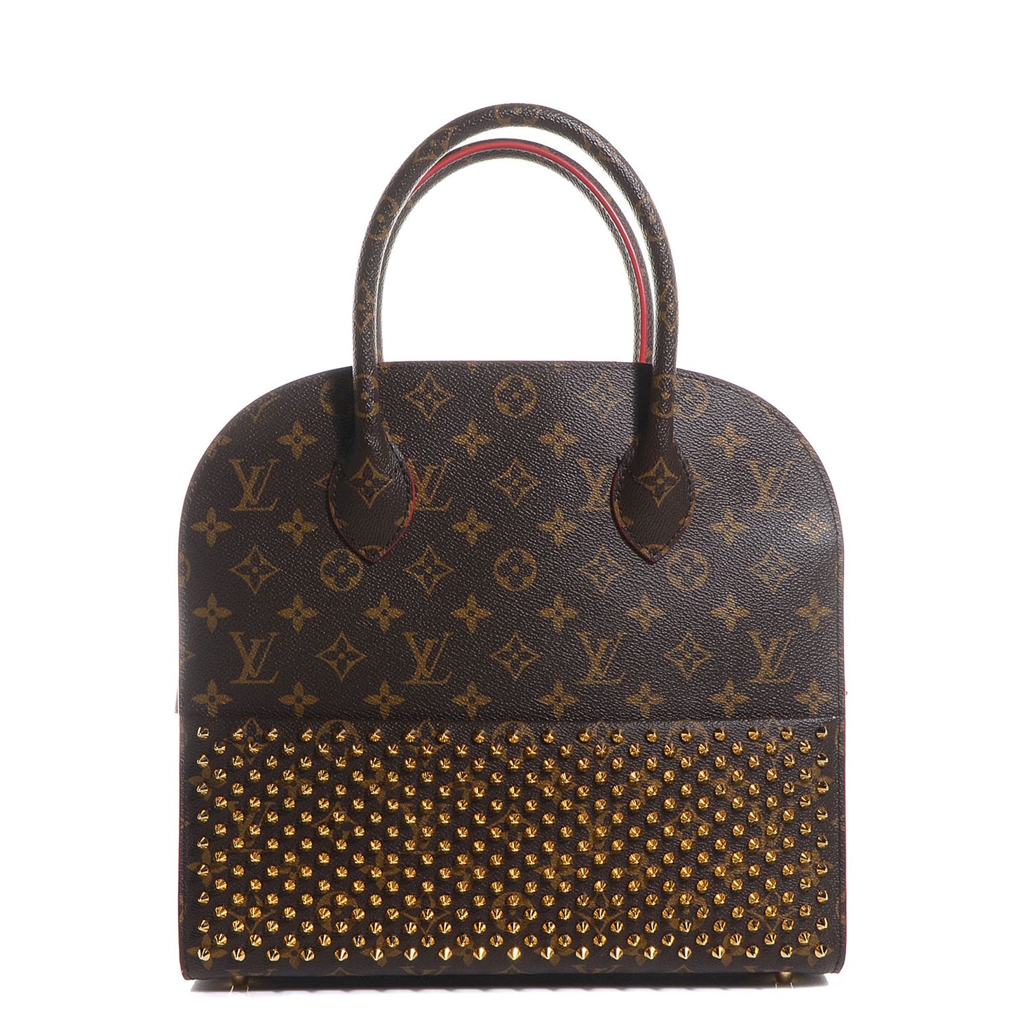 Monogram Calf Hair Spikes Iconoclasts Christian Louboutin Tote Red