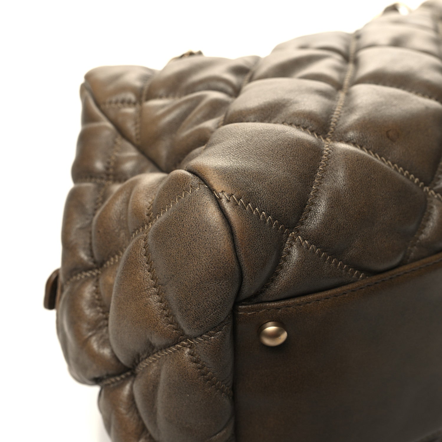 Chanel Calfskin Bubble Quilt Bowler Brown 11 of 12