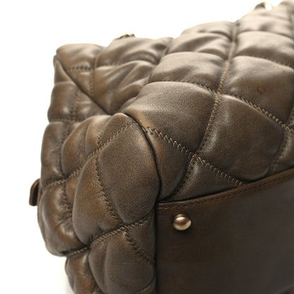 Chanel Calfskin Bubble Quilt Bowler Brown 11 of 12