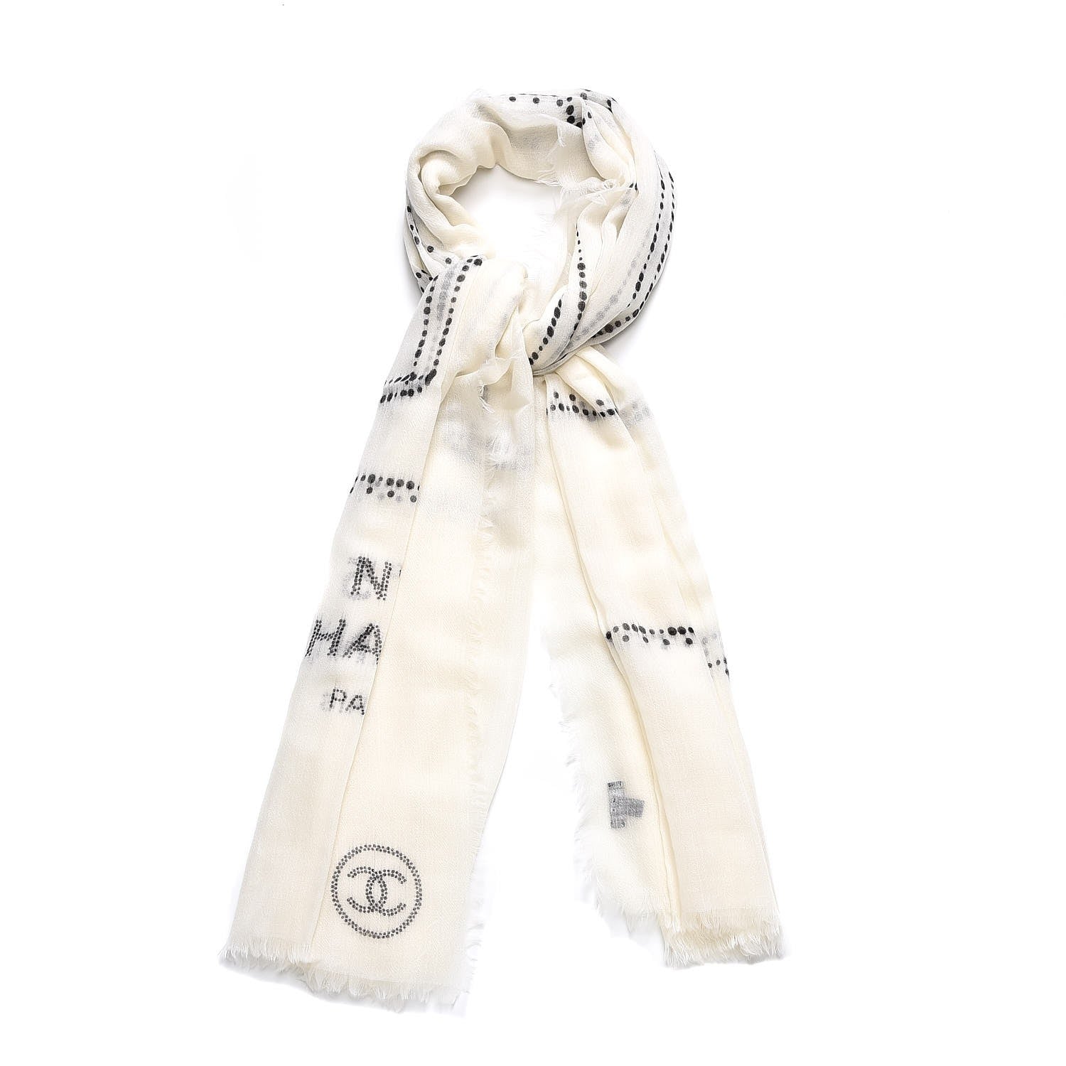 Chanel Cashmere CC Scarf White 1 of 7