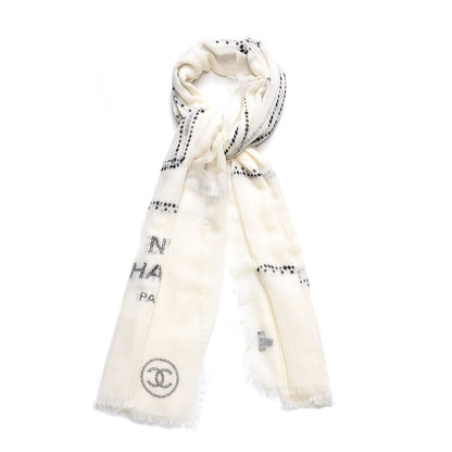 Chanel Cashmere CC Scarf White 1 of 7