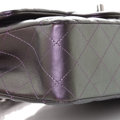 Chanel Iridescent Lambskin Quilted Medium Double Flap Dark Purple 9 of 11