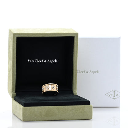 Van Cleef & Arpels 18K Yellow Gold Diamond Perlee Clovers Ring 53 6.5 5 of 5