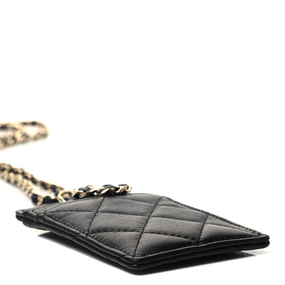 Chanel Lambskin Quilted Card Holder On Chain Black 3 of 5