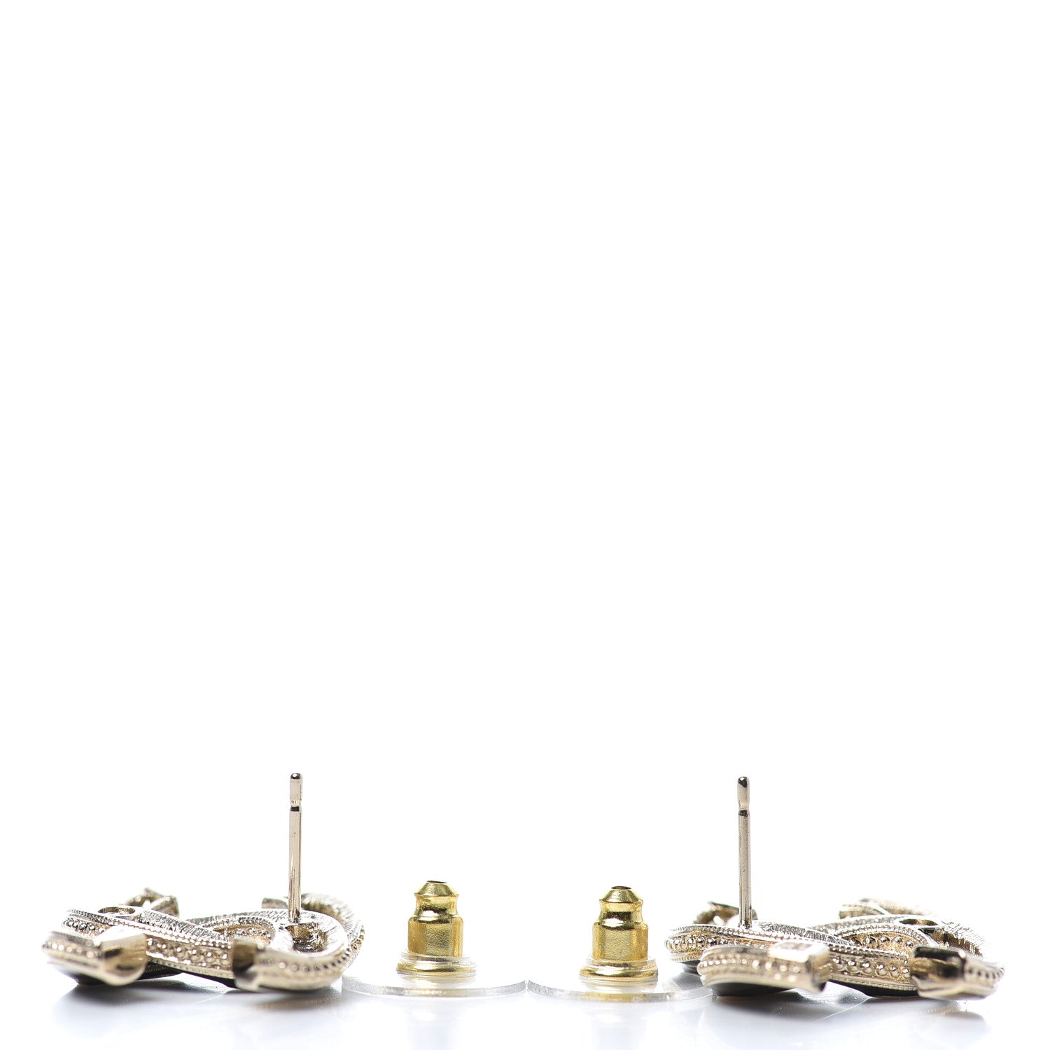 Chanel Enamel CC Earrings Black Gold 3 of 4