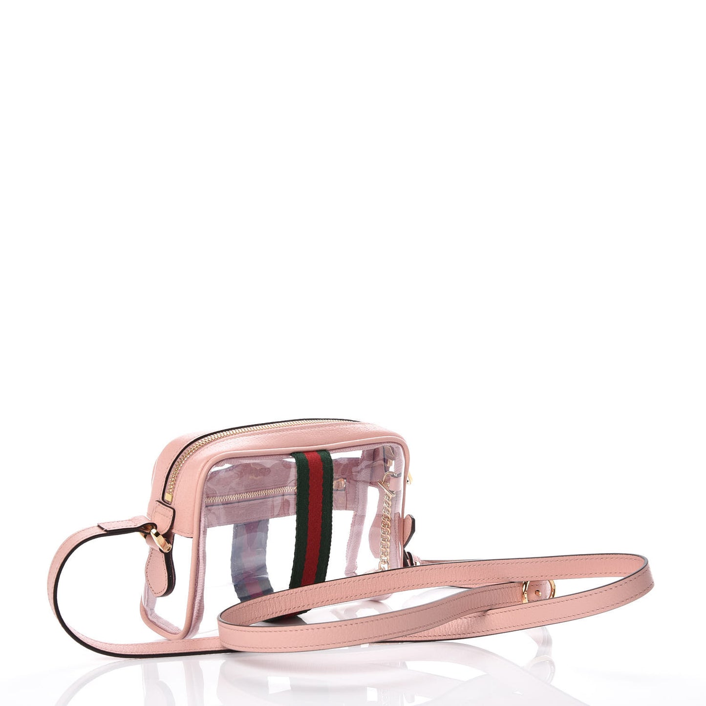 Vinyl Web Mini Ophidia Transparent Shoulder Bag Perfect Pink