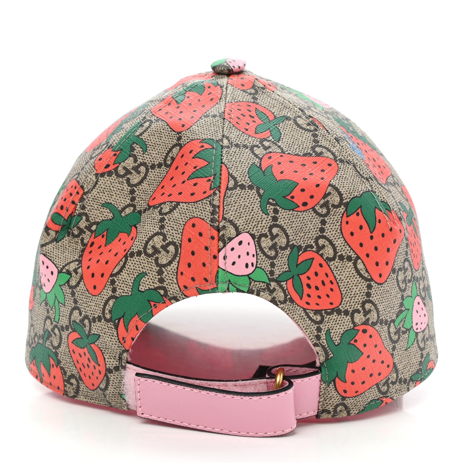 Gucci GG Supreme Monogram Strawberry Baseball Hat 57 Beige 5 of 10