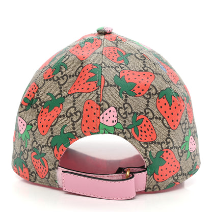 Gucci GG Supreme Monogram Strawberry Baseball Hat 57 Beige 5 of 10