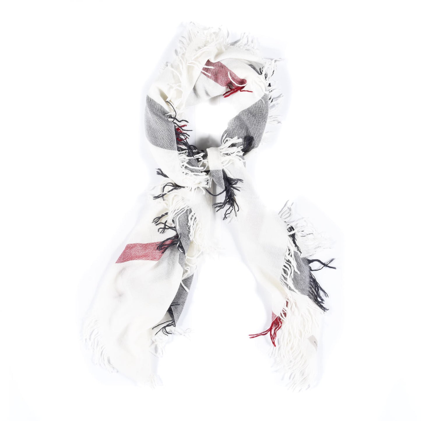 Merino Wool Check Square Scarf Ivory