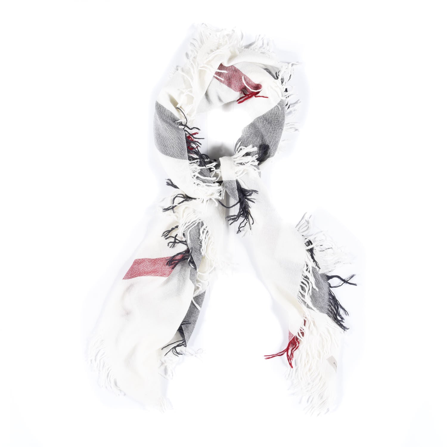 Burberry Merino Wool Check Square Scarf Ivory 1 of 3
