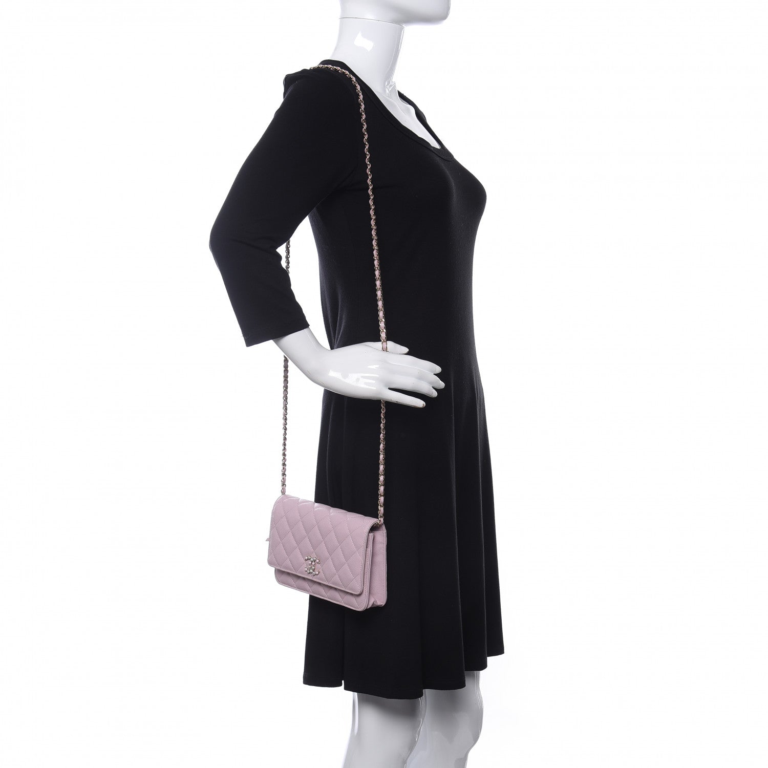 Chanel Caviar Quilted Coco Candy Wallet On Chain WOC Light Pink 2 of 11