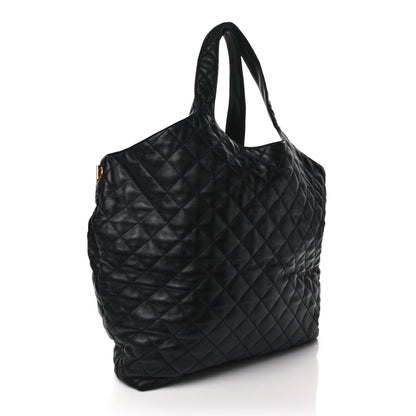 Saint Laurent Lambskin Quilted Maxi Icare Shopping Tote Black 4 of 10