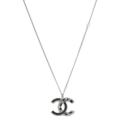 Chanel Enamel CC Necklace Black Silver 1 of 5