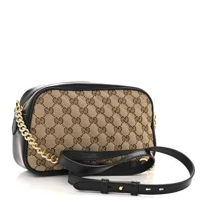Gucci Monogram Matelasse Diagonal Small GG Marmont Chain Shoulder Bag Beige Black 3 of 11
