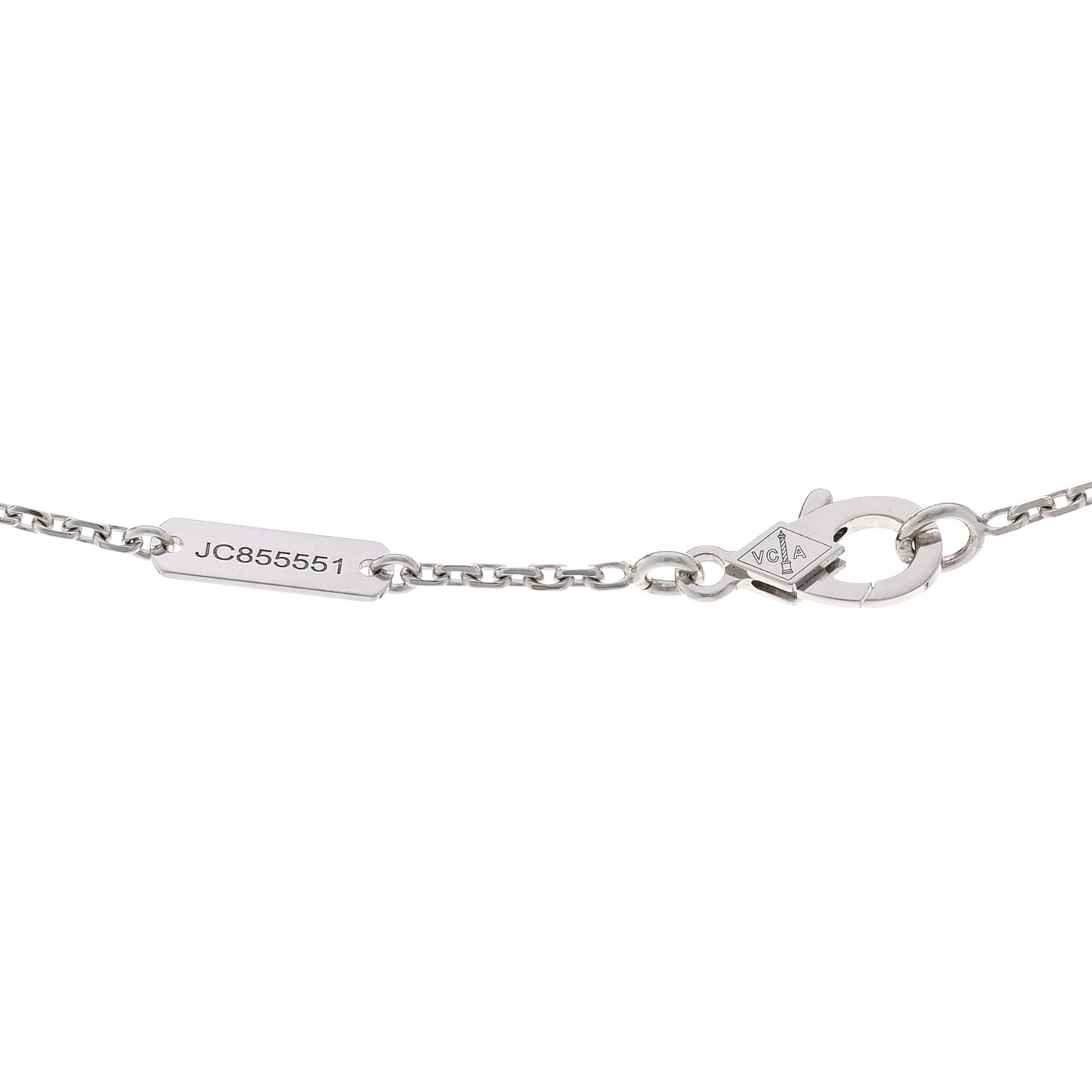 18K White Gold Mother Of Pearl Vintage Alhambra Pendant Necklace