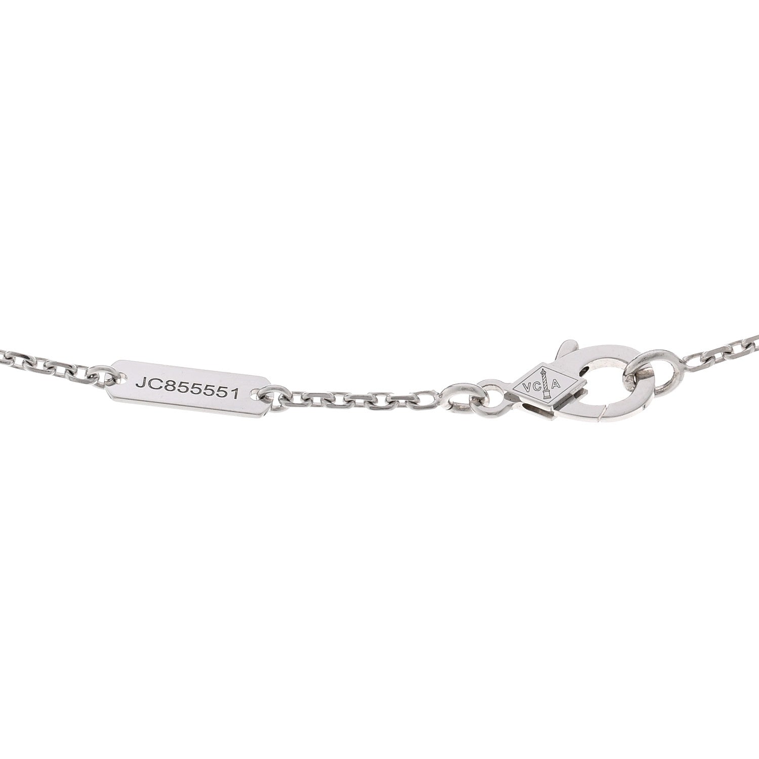 Van Cleef & Arpels 18K White Gold Mother Of Pearl Vintage Alhambra Pendant Necklace 5 of 6