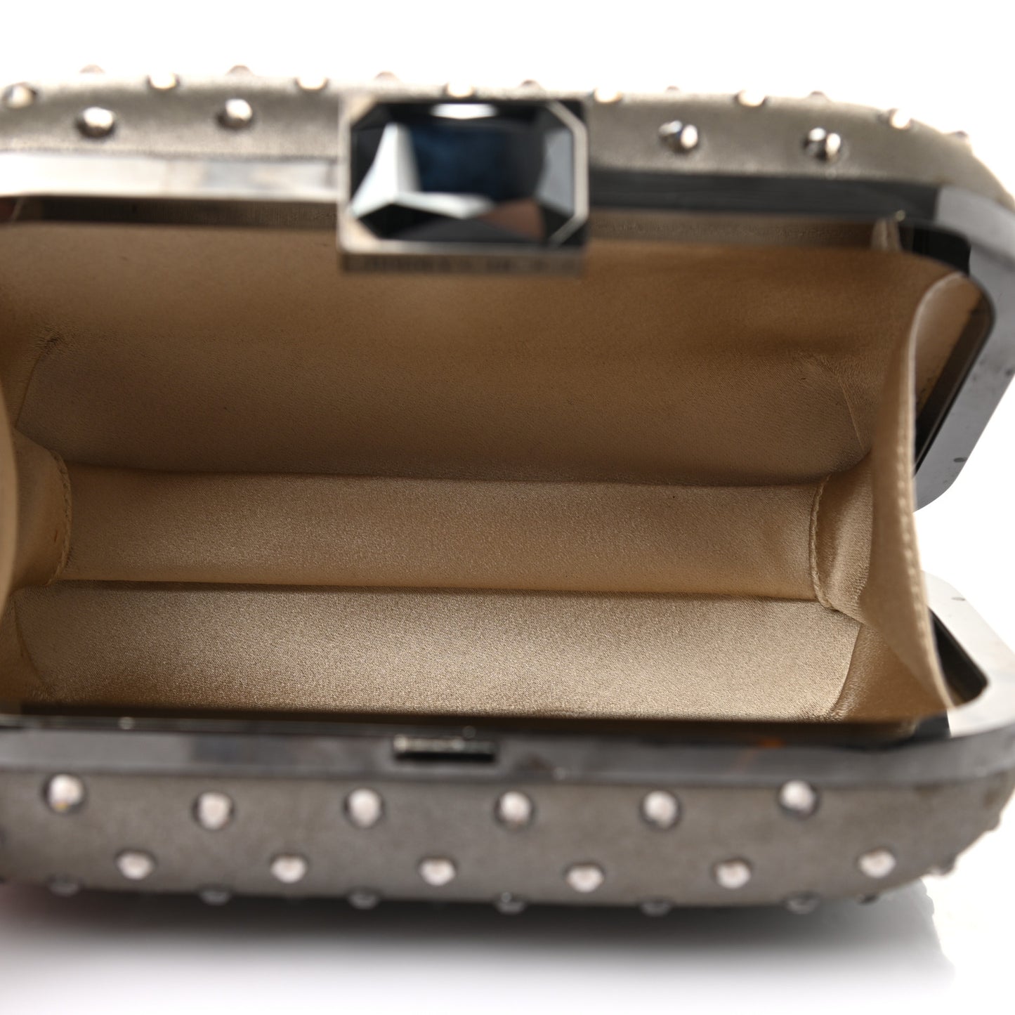Crystal Embellished Suede Cloud Clutch Grey