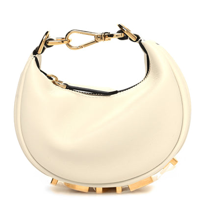 Fendi Vitello Grace Matte Nano Fendigraphy Hobo Charm White Ice 1 of 11
