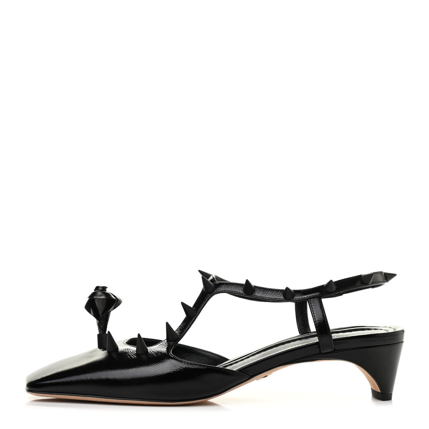 Crinkled Calfskin Rose Fantastique Sling-Back Pumps 40.5 Black